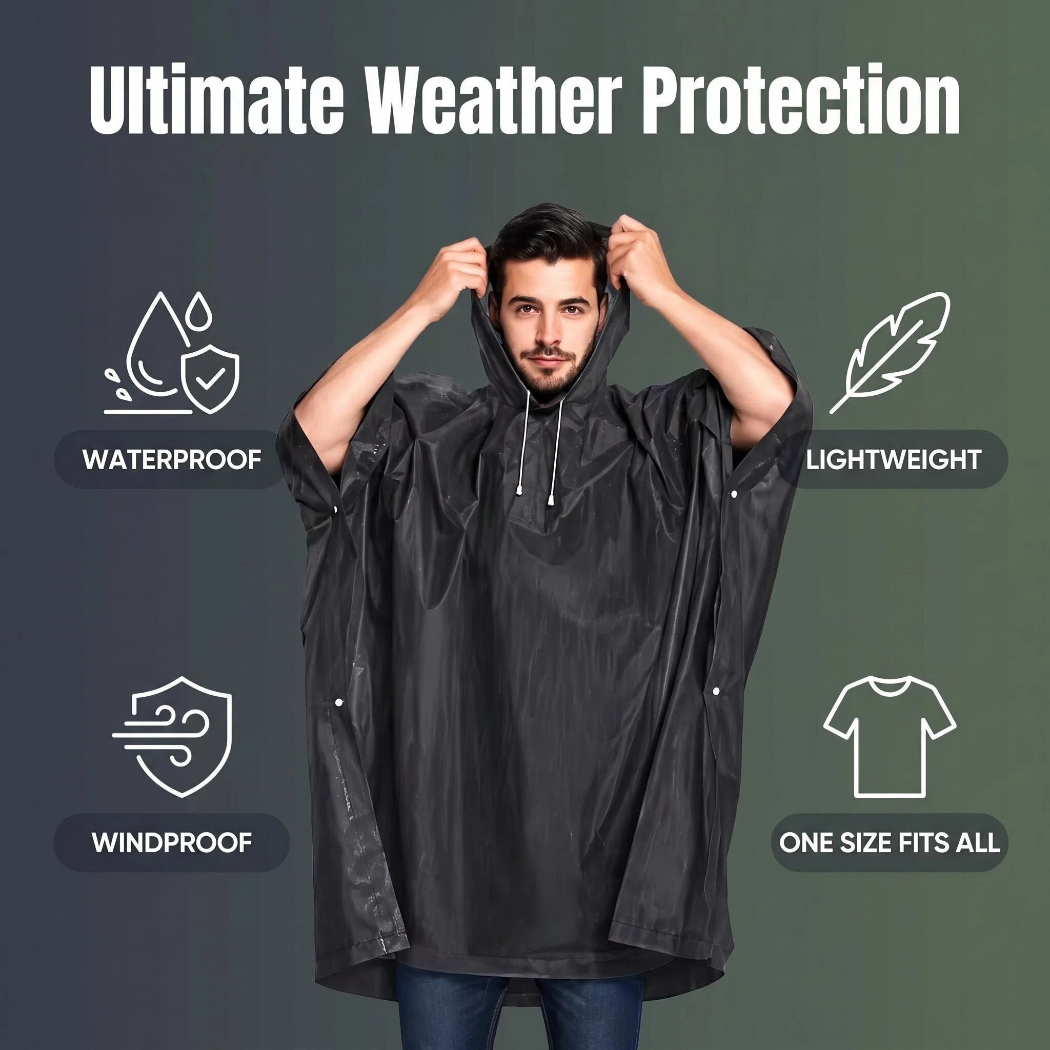 Outdoor 3 in 1 Tactical Rain P - Camping Rain Poncho recension och pris