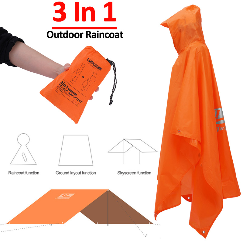 3 In 1 Outdoor Raincoat Hooded - Camping Rain Poncho recension och pris