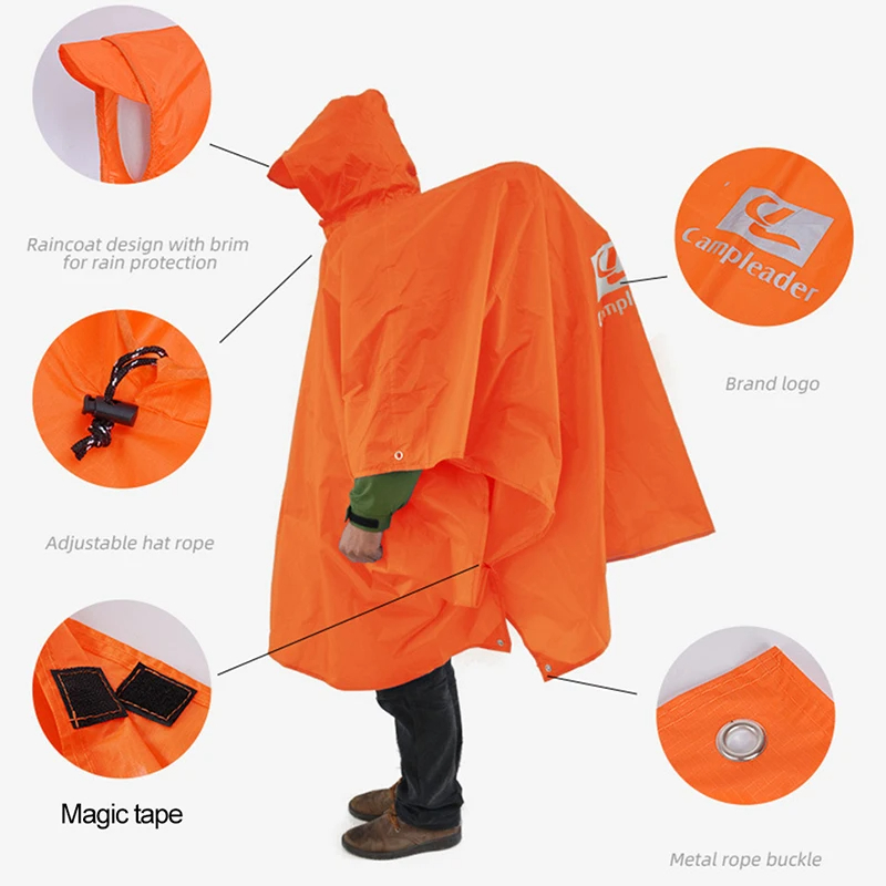 3 In 1 Outdoor Raincoat Hooded - Camping Rain Poncho recension och pris