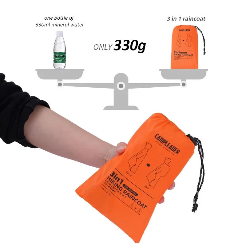 3 In 1 Outdoor Raincoat Hooded - Camping Rain Poncho recension och pris