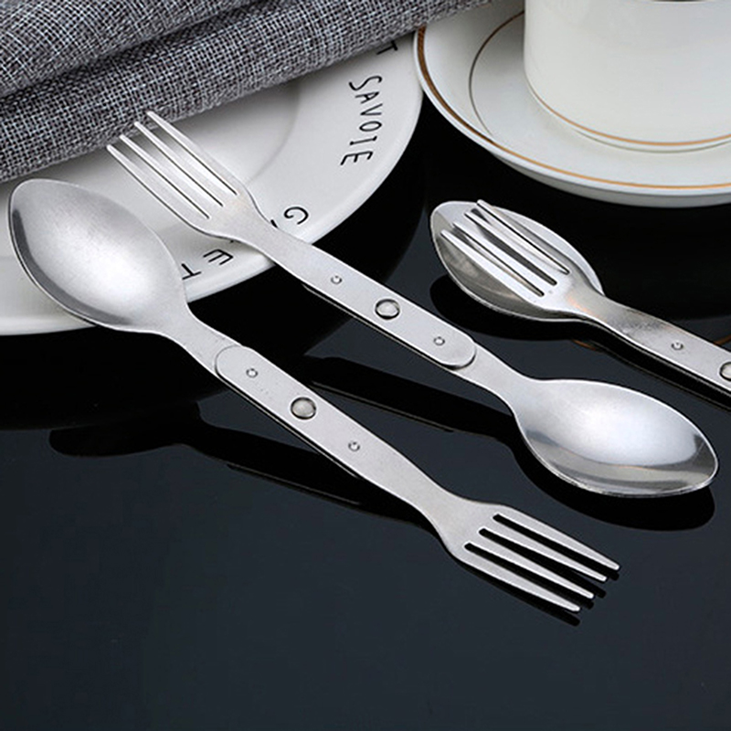 2-in-1 Fork Dessert Spoon Cutl - Outdoor Camping Dining Set recension och pris